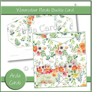 Watercolour Florals Buckle Charity Card: 20p to ActionAid - The Printable Craft Shop