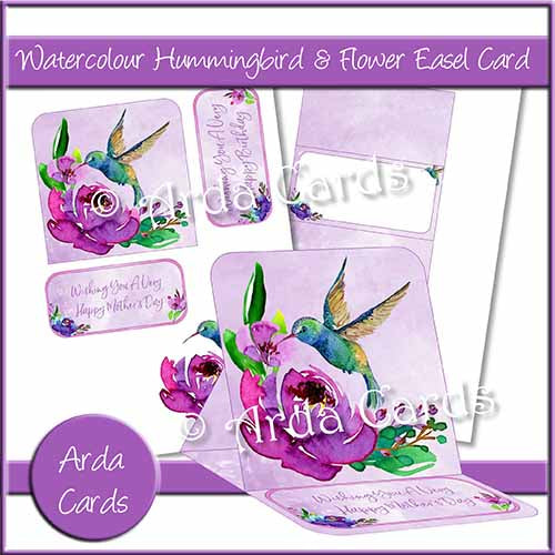 Watercolour Hummingbird & Flower Easel Card