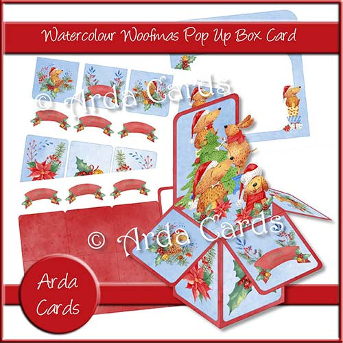 Watercolour Woofmas Pop Up Box Card