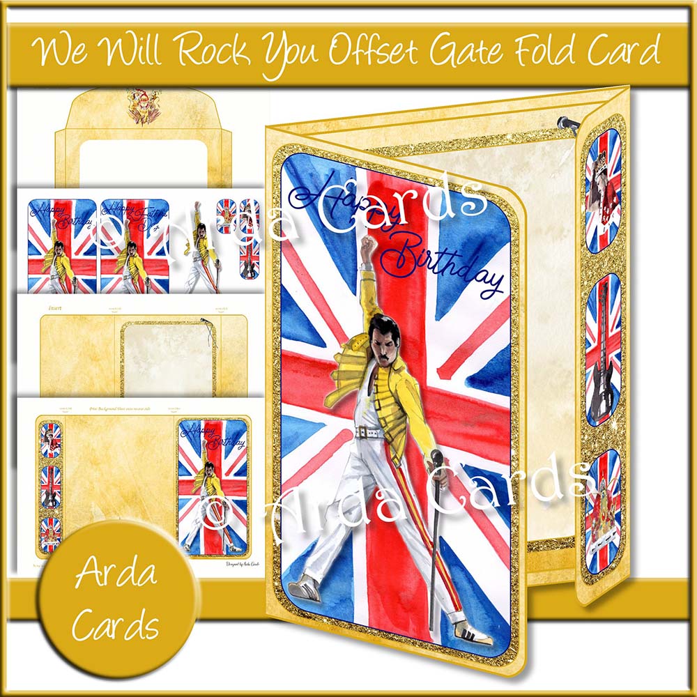 We Will Rock You Offset Printable Gatefold Card