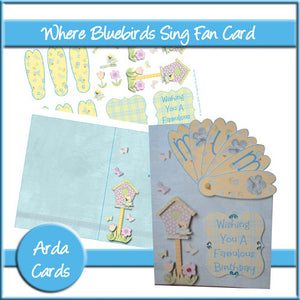 Where Bluebirds Sing Fan Card - The Printable Craft Shop