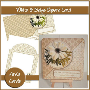 White & Beige Flower Card - The Printable Craft Shop