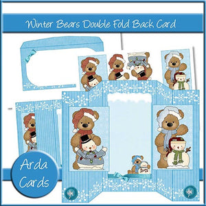 Winter Bears Double Fold Back Card - The Printable Craft Shop
