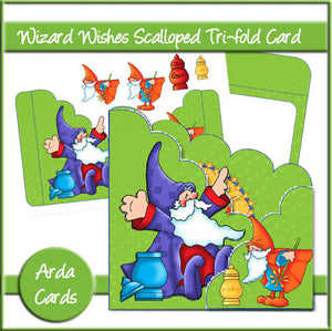 Wizard Wishes Scalloped Tri-fold Card - The Printable Craft Shop