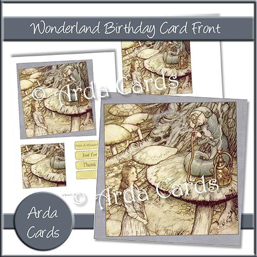 Wonderland Birthday Card Front - The Printable Craft Shop