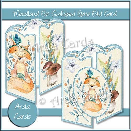 Woodland Fox Scalloped Gate Fold Card - The Printable Craft Shop