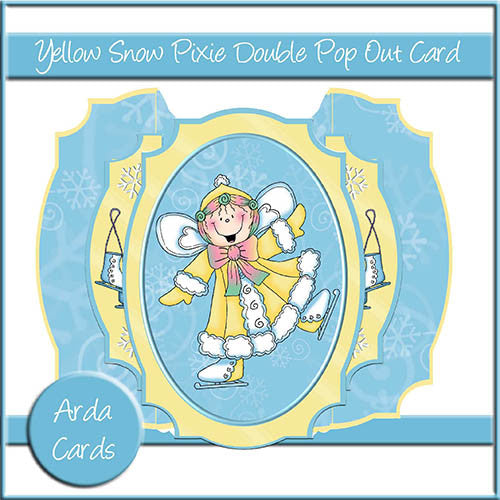 Yellow Snow Pixie Double Pop Out Card - The Printable Craft Shop