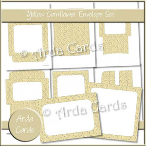 Yellow Cornflower Envelope Set - The Printable Craft Shop