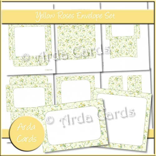 Yellow Roses Envelope Set - The Printable Craft Shop