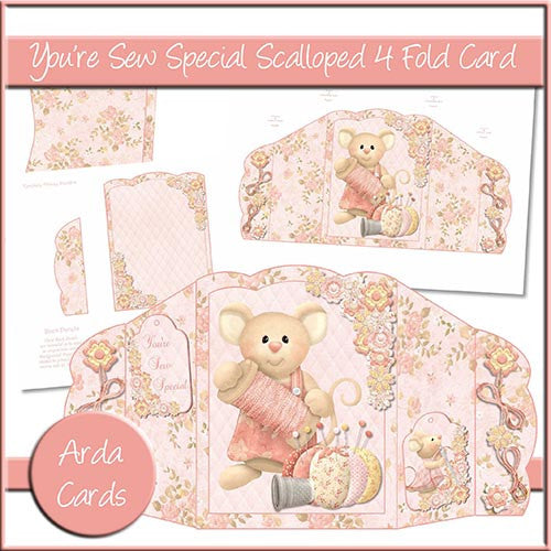 You're Sew Special Scalloped 4 Fold Card - The Printable Craft Shop